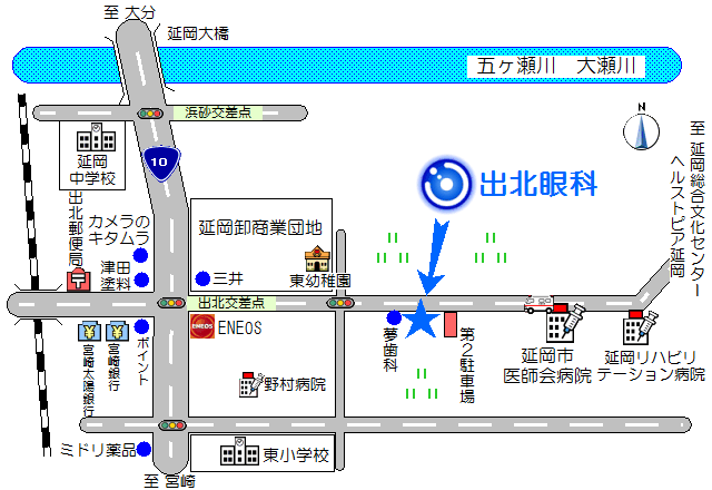 出北眼科地図　クリックして　Google マップ　で詳細地図を表示